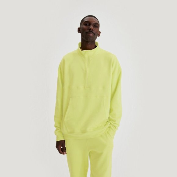 Girlfriend Collective - Laser 50/50 Relaxed Fit Half-Zip Sweatshirt - Unisex XS - Picture 1 of 7